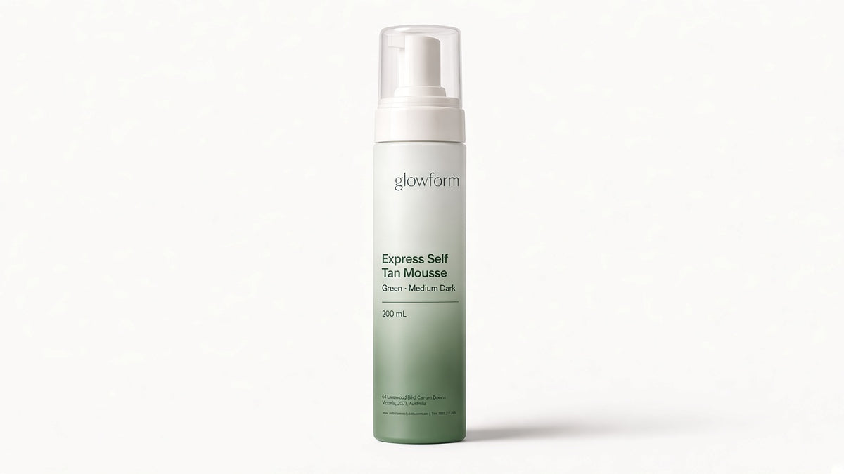 Glowform Express Self Tan Mousse, Green, Medium Dark